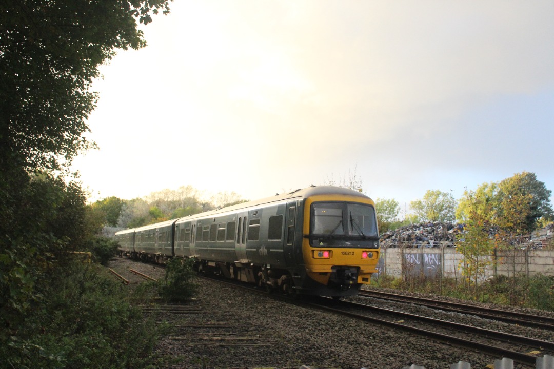 Jamie Armstrong on Train Siding: GWR 166212 Seen along way from home passing the foot crossing at Megaloughton Lane, Spondon, Derby working 5Q23 1108 St Philips
Mrsh H...