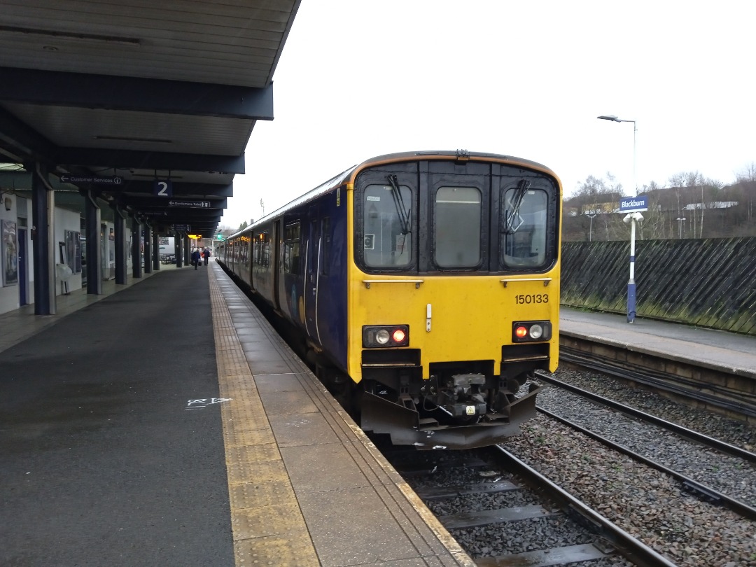 Whistlestopper on Train Siding: Northern class 156/4 No. #156424 and class 150/1 No. #150133 preparing to depart Blackburn with 2J89 1120 Blackburn to
Manchester...