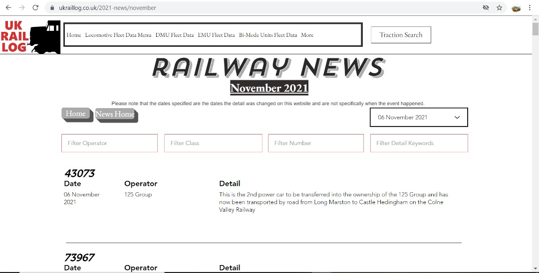 UK Rail Log on Train Siding: We have a stock update now available in Railway News along with a smaller update added late last night.