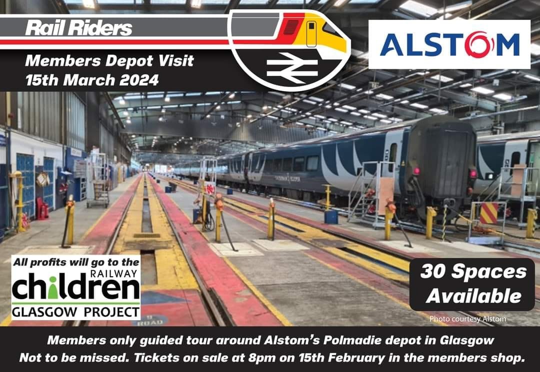 Rail Riders on Train Siding: Tickets for our visit to Alstom's Polmadie depot go on sale tomorrow at 8pm in the members shop part of our website.