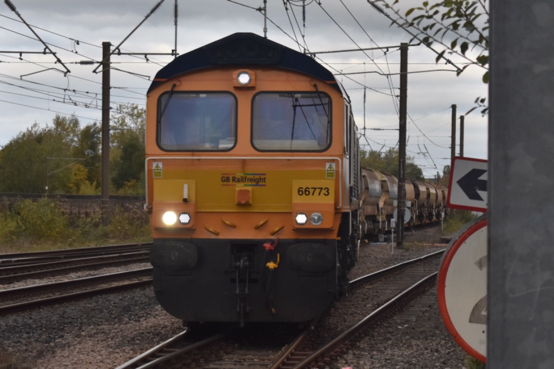 George Stephens on Train Siding: GBRf 66773 + 66717 seen approaching Darlington working 6G45 Chathill - Doncaster Belmont Down Yard