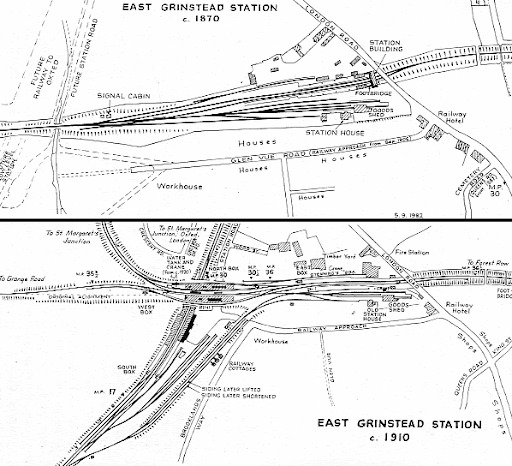 matthew_garner on Train Siding: #photo #station #junction this is an schematic diagram from 1870/1910 of East Grinstead Station