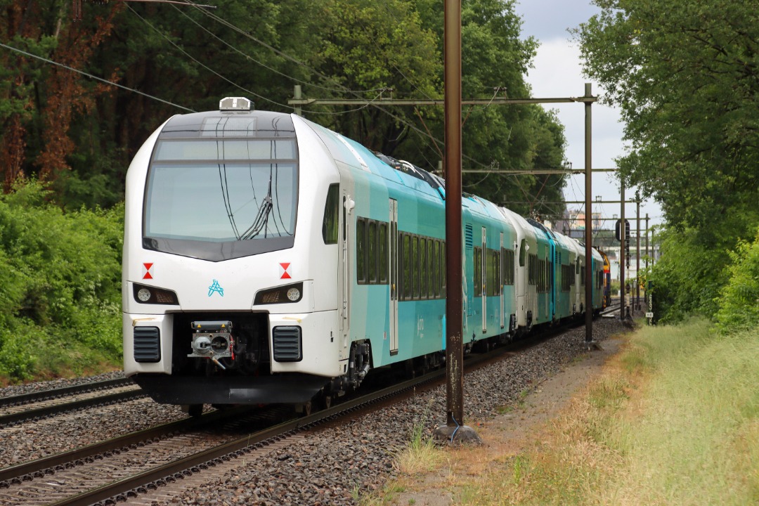 Treinposities.nl on Train Siding: Arrival of new Stadler WINK trainsets for Arriva in Amersfoort, where they will be tested the coming months.