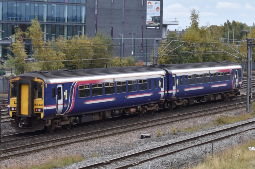 George Stephens on Train Siding: There it is, the final ex Scotrail 156 to head to Eastleigh for refurbishment. 156447 heads through Darlington working 5Q86
Heaton...