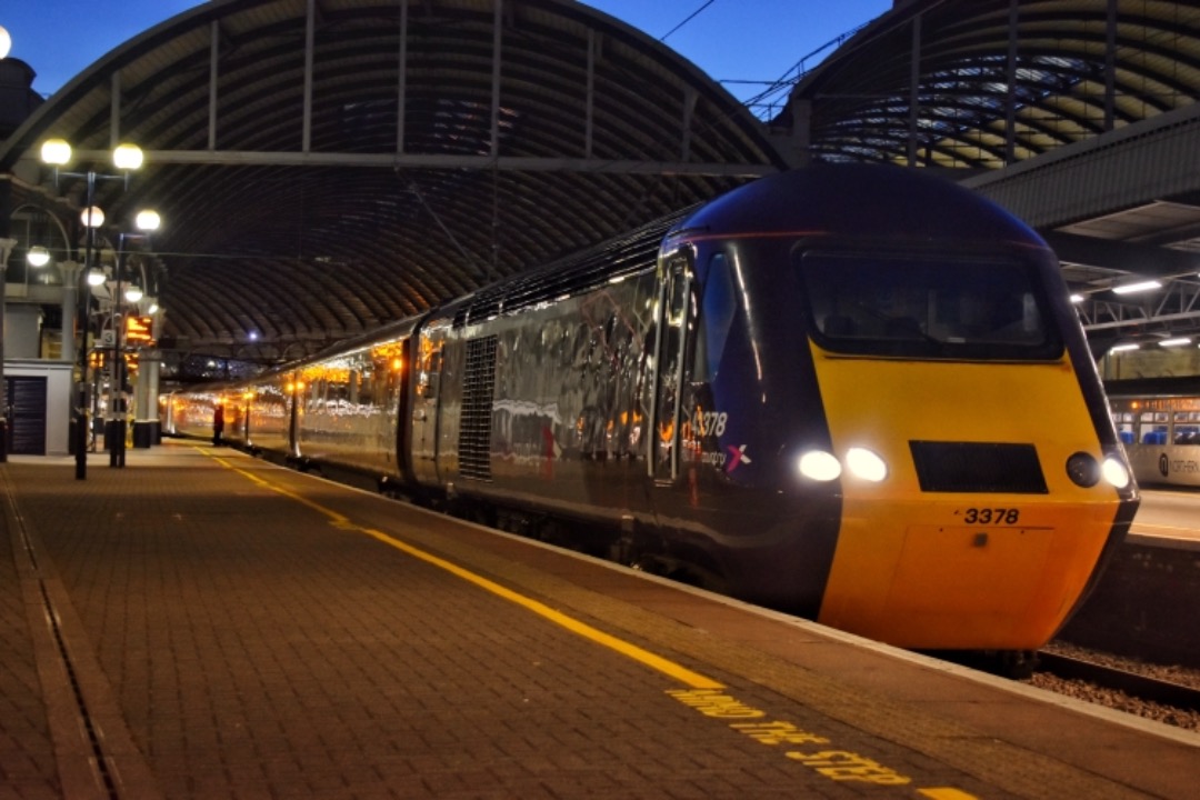 George Stephens on Train Siding: A night photo of a Crosscountry HST 43378 + XC02 + 43304 at Newcastle working 1S53 Bristol Temple Meads - Edinburgh Waverley