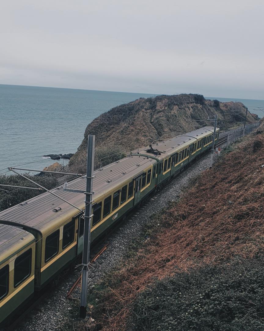 Southpawjab on Train Siding: A DART (Dublin Area Rapid Transport) leaving from Bray head co. Wicklow going south towards Greystones
