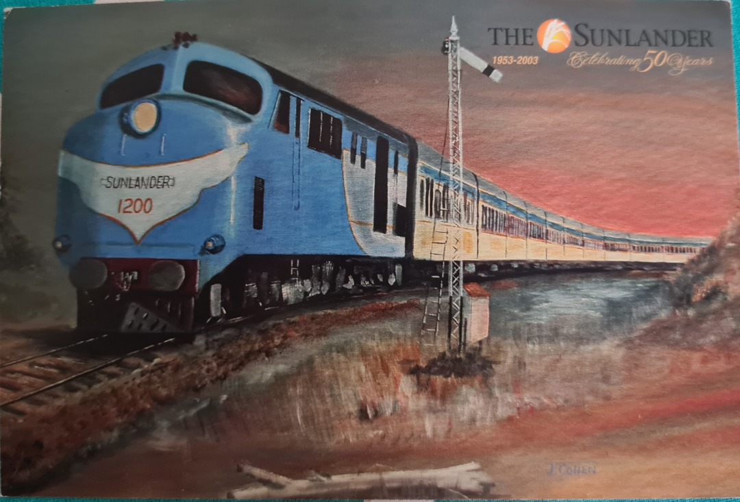 Geoff on Train Siding: This a post card given to a number of Queensland Rail employees for the 50th anniversary (1953 -2003) of the Sunlander. The Sunlander
ran...