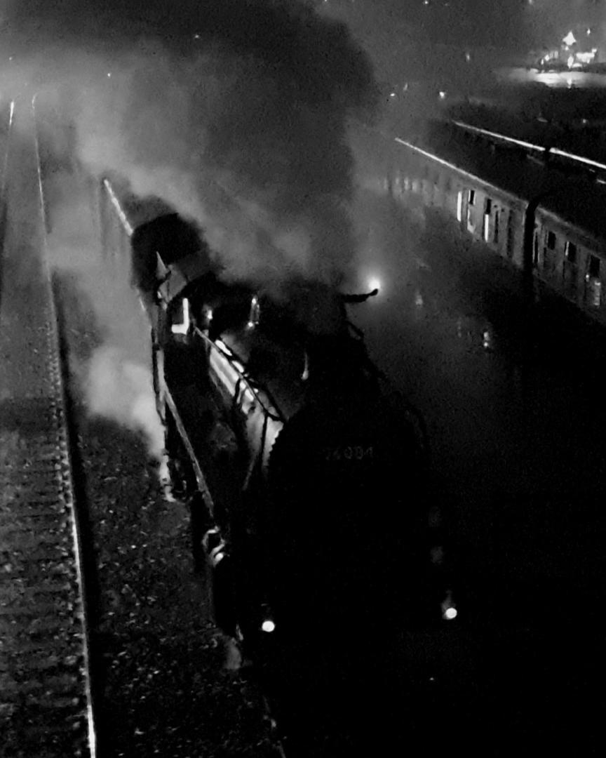 WBM on Train Siding: Apologies for the low quality as this photo was taken on my phone in the dark but the ghostly figure of the driver giving the lamp to the
guard...