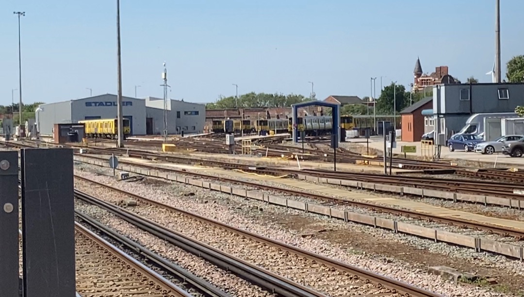 Ross McCall on Train Siding: A view from Kirkdale station of Class 507s, 508s and a sneaky little 777 parked outside of Kirkdale Depot. First time seeing one of
the...