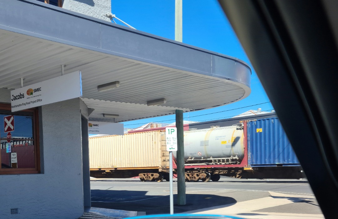 Geoff on Train Siding: Couple of shots of a Pacific National freighter heading south on Denison St. Wasn't in time to get the loco though. The line runs
down the...