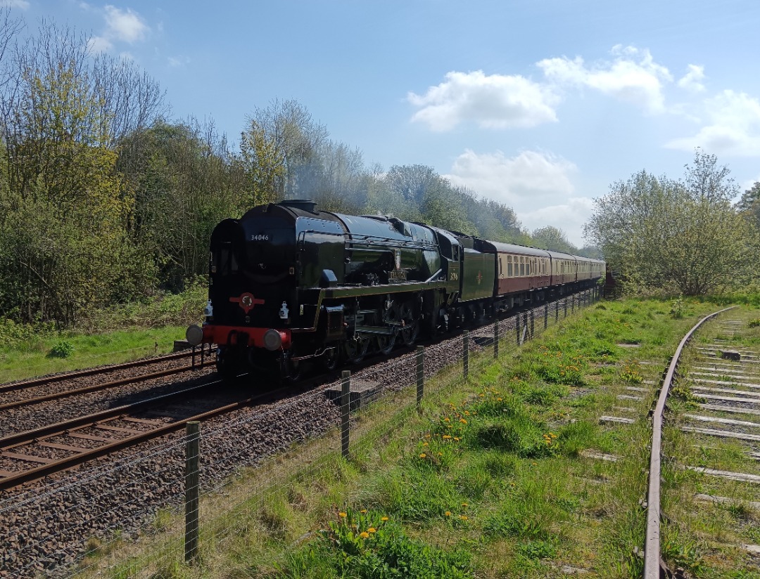 Whistlestopper on Train Siding: SR West Country No. #34046 "Braunton" and LSL class 47/4 No. #47828 arriving into Appleby to take on water this
morning working the...