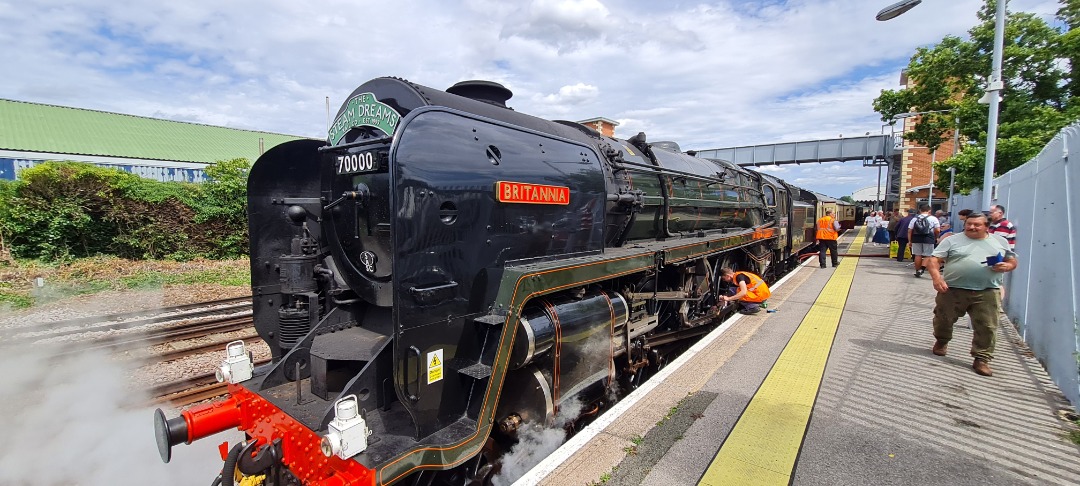 andrew1308 on Train Siding: Here are a few photo's take by me on tuesday 18th July of 70000 Britannia at Paddock Wood station on a splash and dash