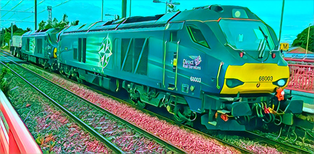 Diesel Shunter on Train Siding: 68003 'Astute' and 68004 'Rapid' at East Boldon on 02.08.22 working 6E44 from Carlisle Kingmoor to
Hartlepool