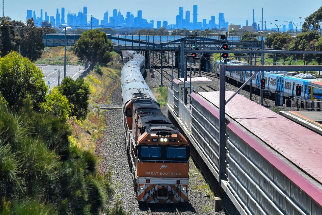 Shawn Stutsel on Train Siding: This was my final picture for 2021, with The Great Southern, 2TA8 return journey to Adelaide passing through Laverton, Melbourne
behind...