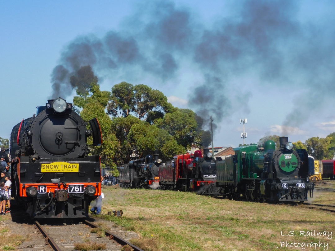 Lachlan Steininger on Train Siding: S306, A70 (A62), S313, R761, K163, K190, & D³ 639 throughout the open days at newport.