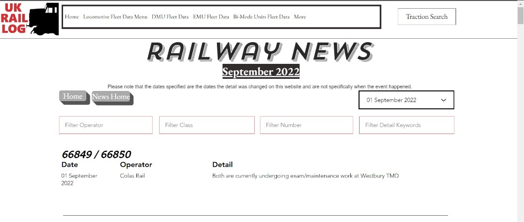 UK Rail Log on Train Siding: Todays stock update is now available in Railway News including news of a new look for a Class 60, a new name for a Class 92 and
much...