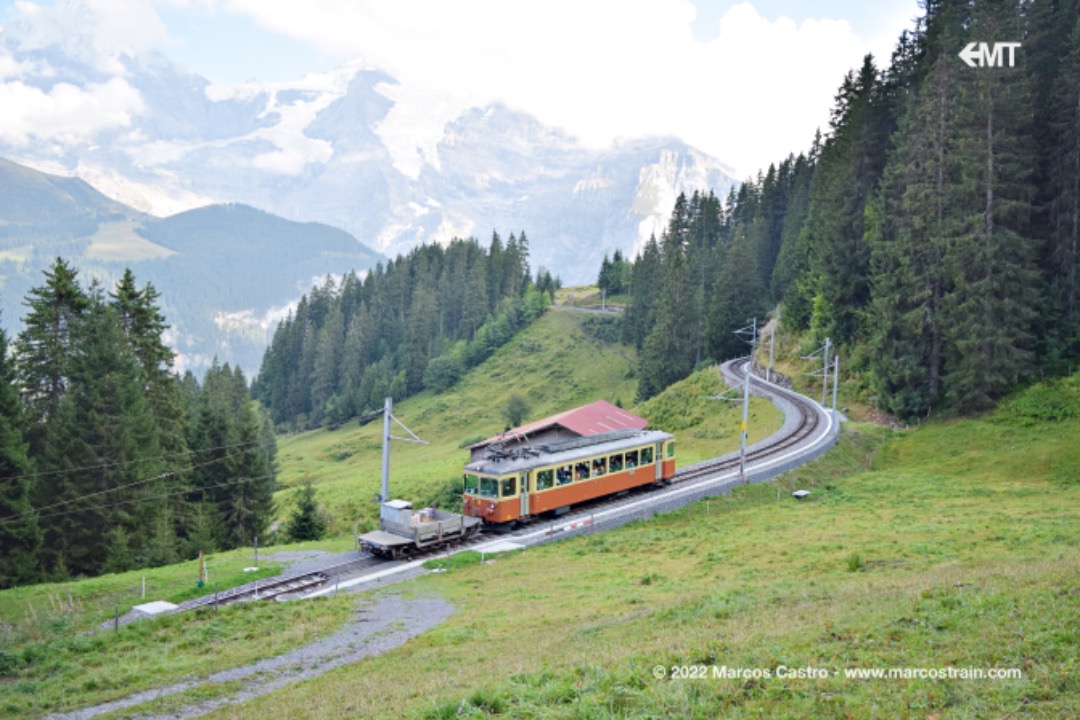 marcostrain on Train Siding: 🇨🇭 Be 4/4 23 of the Bergbahn Lauterbrunnen - Mürren (BLM) between Grütschalp and Winteregg, Switzerland.