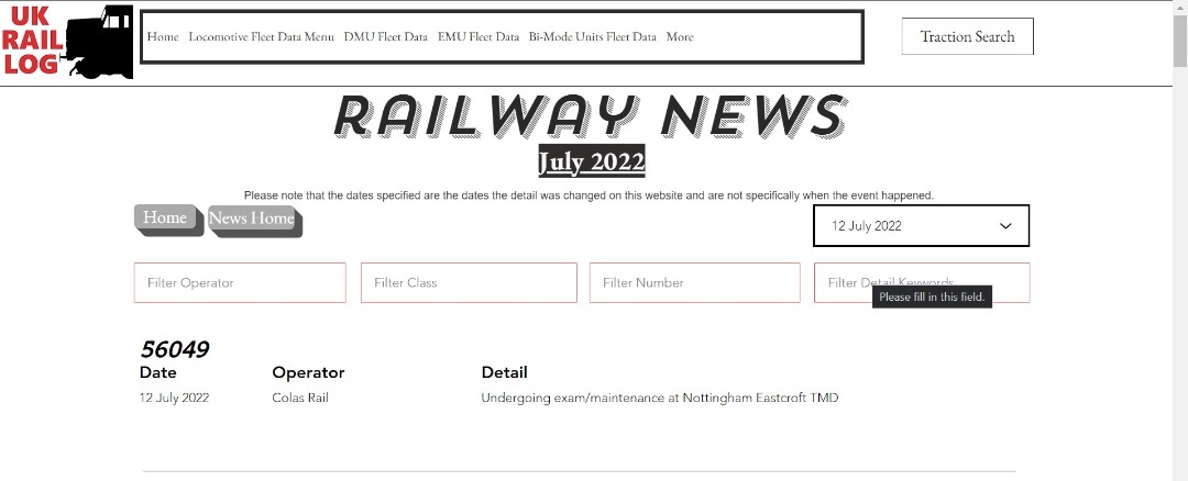 UK Rail Log on Train Siding: Todays stock update is now available in Railway News including a new look for a Class 60, more Class 455s to scrap and much
more.....