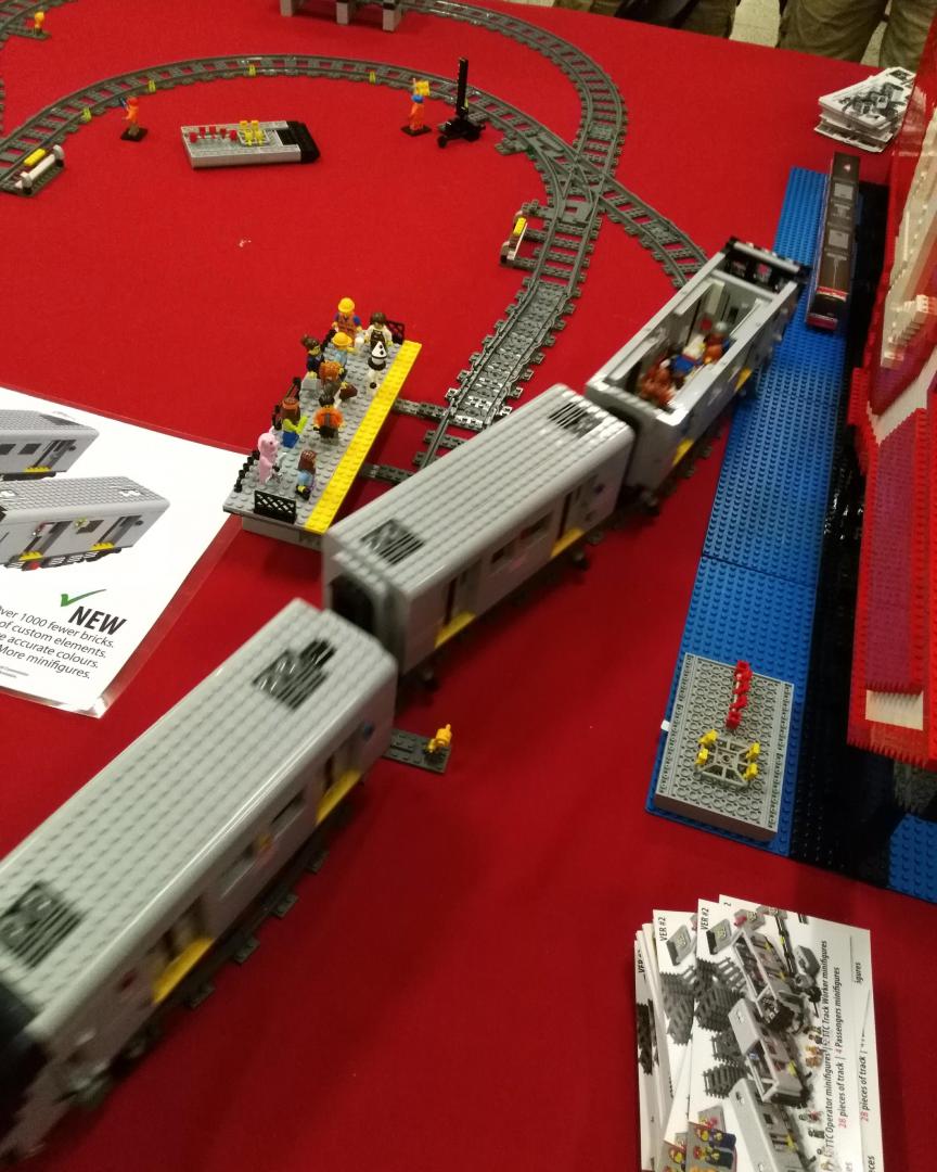 Ryan on Train Siding: A #Lego model of a Toronto Rocket. It was started on ideas.lego.com, and is now in the review stage. Picture taken at Bay Lower station
during an...