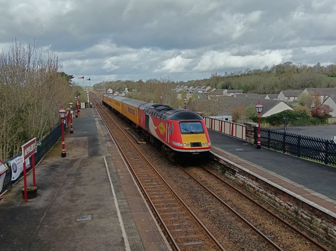 Whistlestopper on Train Siding: Colas Rail class 43/2s No. #43272 and #43277 'Safety Task Force' passing Appleby this morning working 1Z78 0905
Mossend Down Yard to...