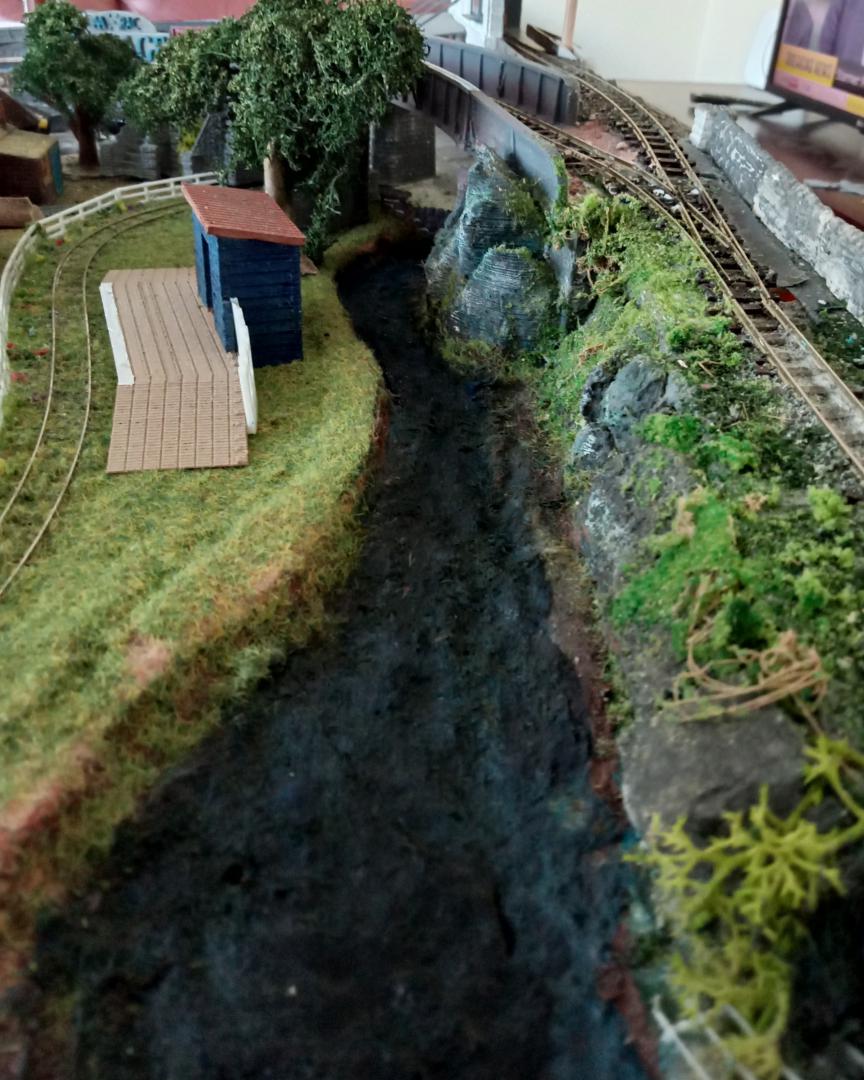 Larnswick UK on Train Siding: Today is about getting ready for a resin pour for the stream on our #009 #3D printed #modelrailway #scenery #narrowgauge