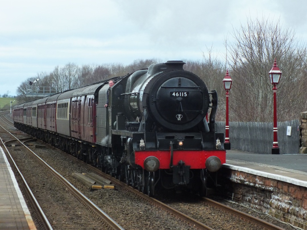 Cumbrian Trainspotter on Train Siding: WCR steam loco #46115 "Scots Guardsman" calling at Appleby yesterday to take on water working 1A87 1423
Carlisle to London...