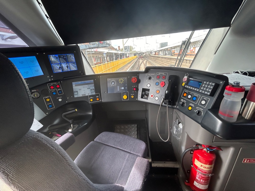 Teddy on Train Siding: Cab of 720520 at Colchester many thanks to the nice greateranglia driver for accepting my request