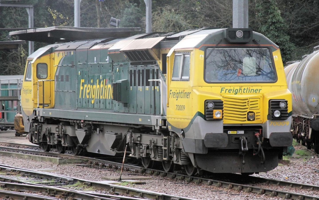 Inter City Railway Society on Train Siding: Freightliner Class 70 no.70009 stabled at Ipswich on the 17th of January 2015.