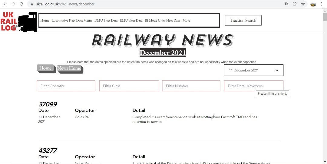 UK Rail Log on Train Siding: Today's stock update is now available & includes news of more Class 222's getting new colours and the end of the line
for another Class...
