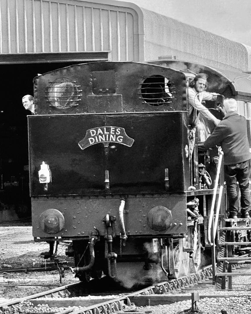 k unsworth on Train Siding: Hudswell Clarke 0-6-0ST 68067 Driver and signalman exchange the token before arriving at Embsay station 21/04/24