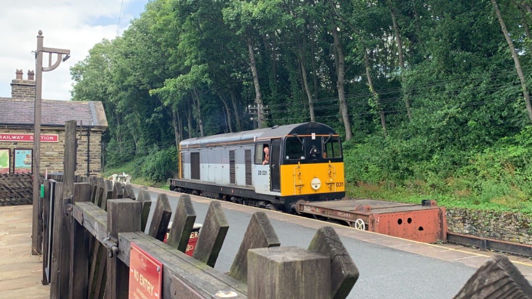 Jimbob on Train Siding: Here We See 20031 At The Keighley And Worth Valley Railway Working A Ballast Train Out Ingrow West To Work On The New Bridge Over The
River Worth
