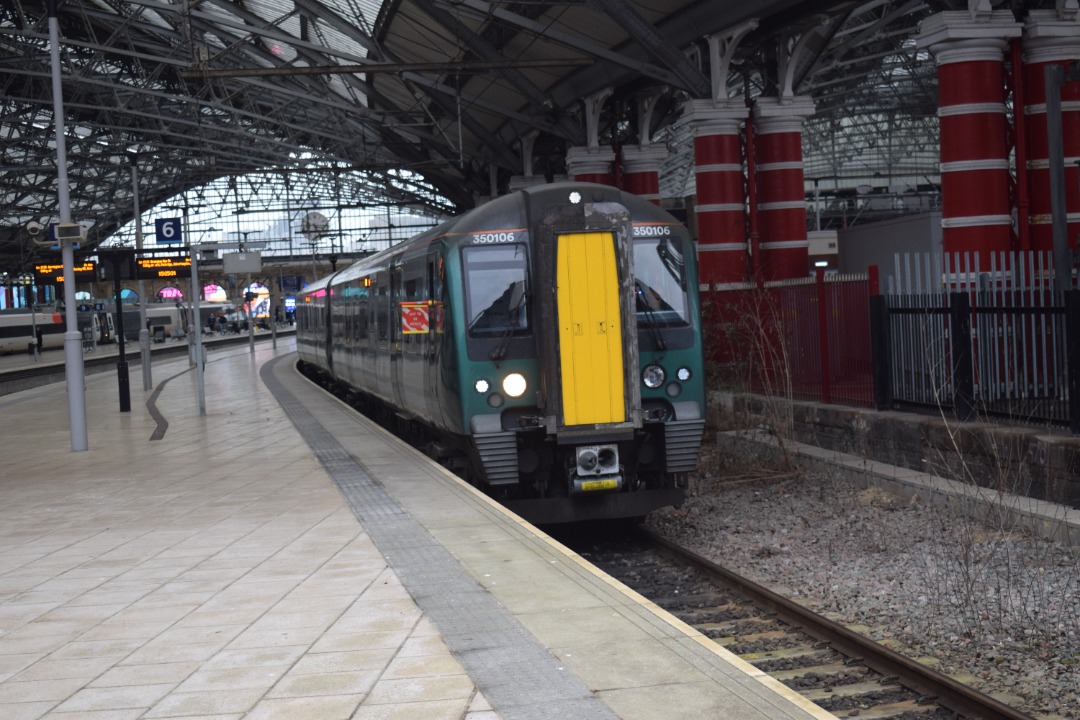 Hardley Distant on Train Siding: CURRENT: 350106 stands at Liverpool Lime Street Station today prior to departure with the 1G59 15:53 Liverpool Lime Street
to...