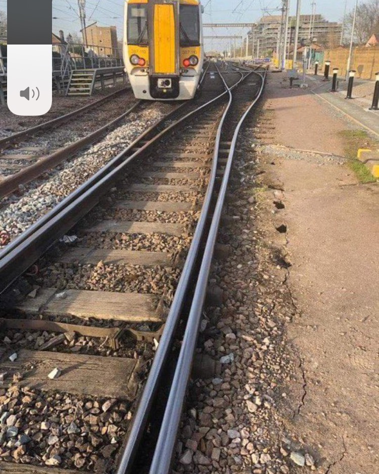 LNER Train Fan on Train Siding: Make that 2 derailed trains in the past few days! Here were see a class 387 derailed in Cambridge carriage sidings