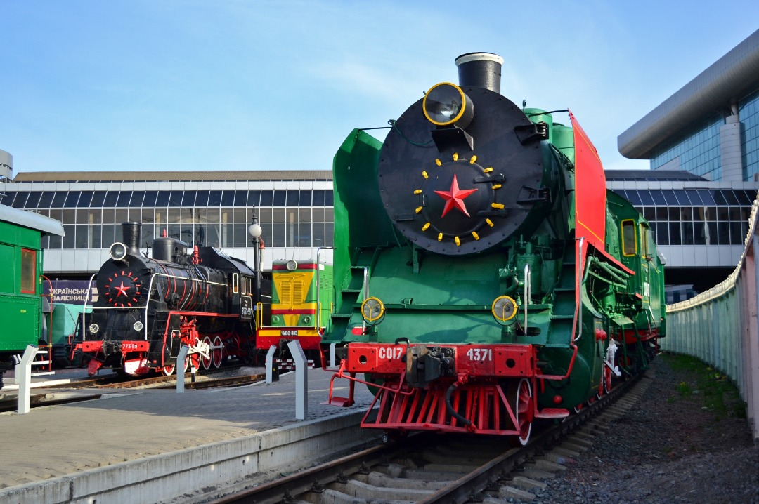 Yurko Slyusar on Train Siding: Steam locomotives SO17-4371 and Er773-59 and diesel shunter ChME3-33 at the exhibition of rolling stock (railway museum) at
the...