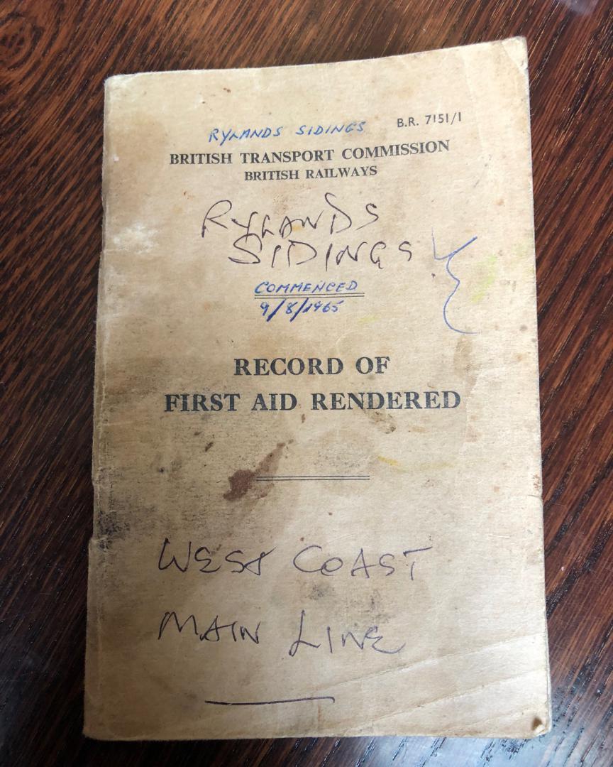 k unsworth on Train Siding: A fascinating piece of railway history, an accident book dated 1965 from the long demolished Rylands Sidings Signal Box, belonging
to a...