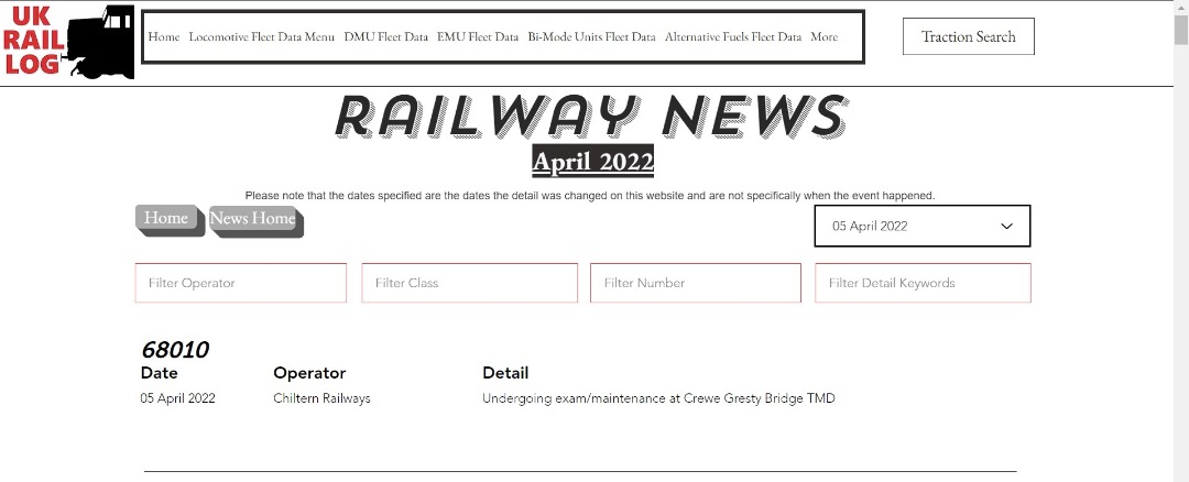 UK Rail Log on Train Siding: Today's stock update is now available in Railway News and includes news of old units heading to store and new units heading
out on test......