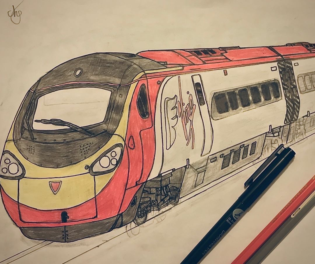 Eurostar_E320Drawings on Train Siding: A class 390 Pendolino in the old VT livery that Im attempting to improve upon. #traindrawings #pendolino #class390
#ripVT...