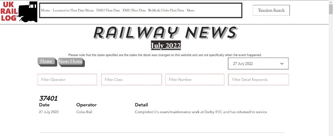 UK Rail Log on Train Siding: Todays stock update is now available in Railway News including news of another Class 456 heading to scrap as another new unit
enters...