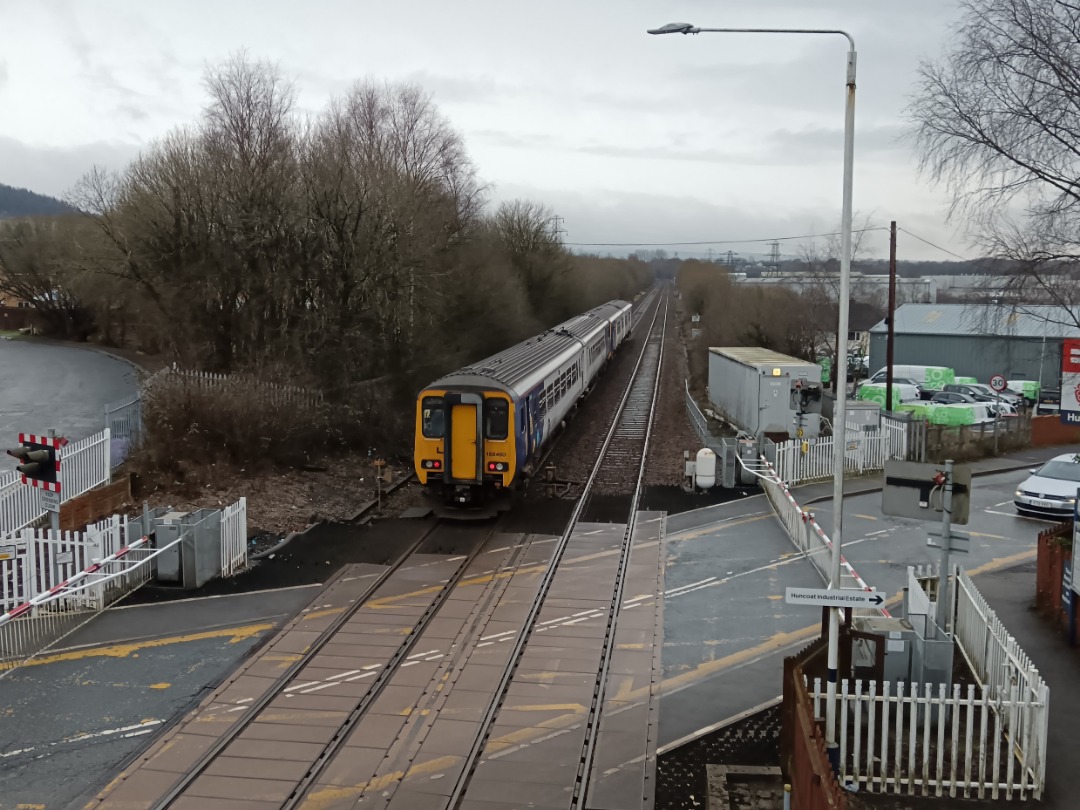Whistlestopper on Train Siding: Northern class 150/1 No. #150128 and class 156/4 No. #156460 passing Huncoat yesterday working 2N93 0753 Headbolt Lane to
Blackburn.