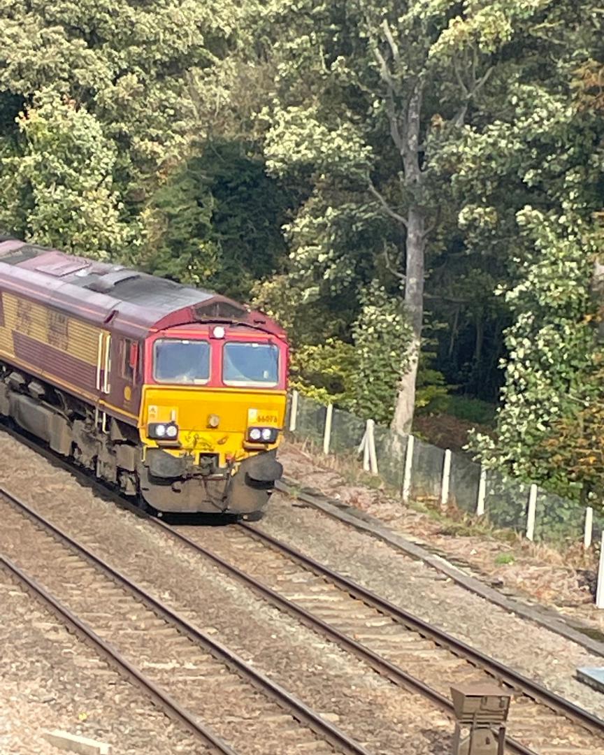 Thomas Shirley on Train Siding: Ews class 66 locomotive 66078 double header train travelling on the chesterfield midland main line at tapton