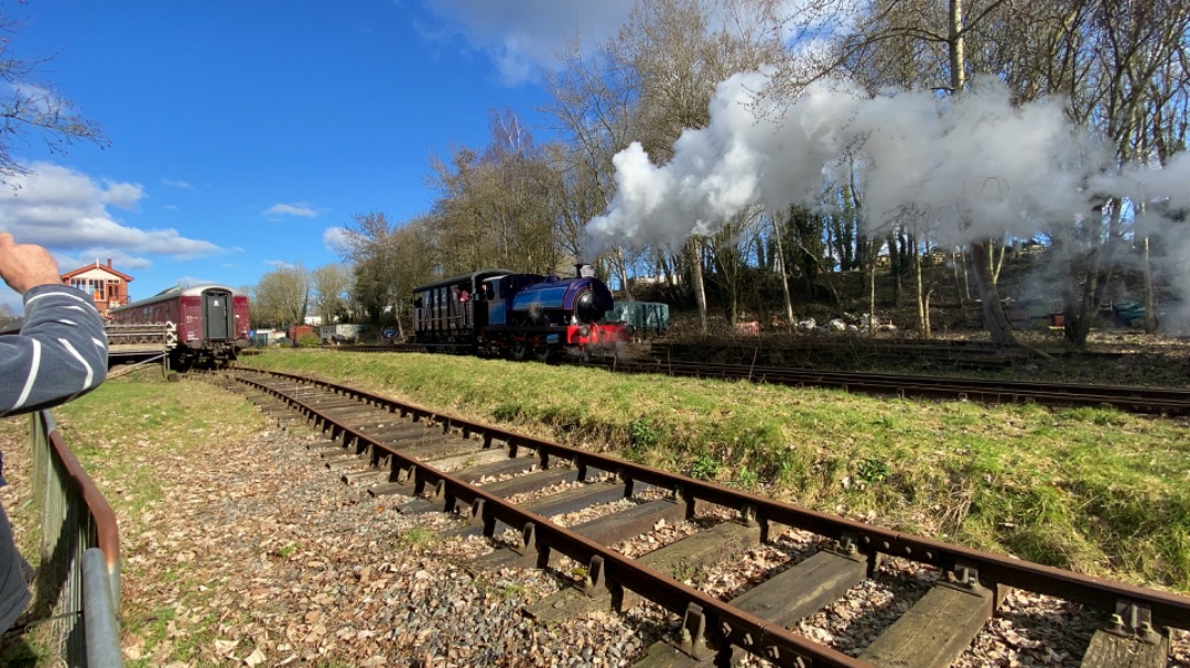 George on Train Siding: 0-4-0st No.7681 'Agecroft No.3' becomes 1 year old since entering service at the Whitwell & Reepham Railway. They
celebrated both the railways...