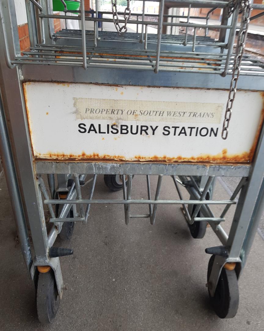 Jack Jack Productions on Train Siding: Who remembers South West Trains. This luggage trolley at Salisbury certainly does