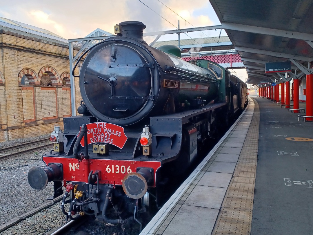 Trainnut on Train Siding: #photo #train #steam #station 61306 Mayflower at Crewe on two consecutive driver training runs 11 & 12 Jan 2023