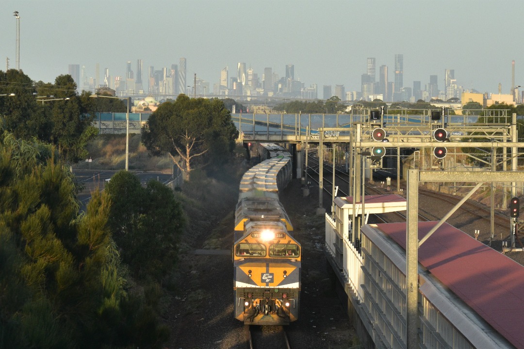 Shawn Stutsel on Train Siding: Catching the last light of the day, Railfirst's VL354, EL62, and EL57 races through Laverton Melbourne with SSR's
9793v, Empty Grain...