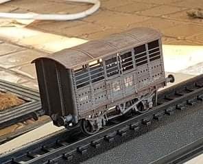 Geoff on Train Siding: My version of the Great Western iron cattle van. Made from the dapol mink kit and shire scenes brass conversion kit. Decals from the
spares box