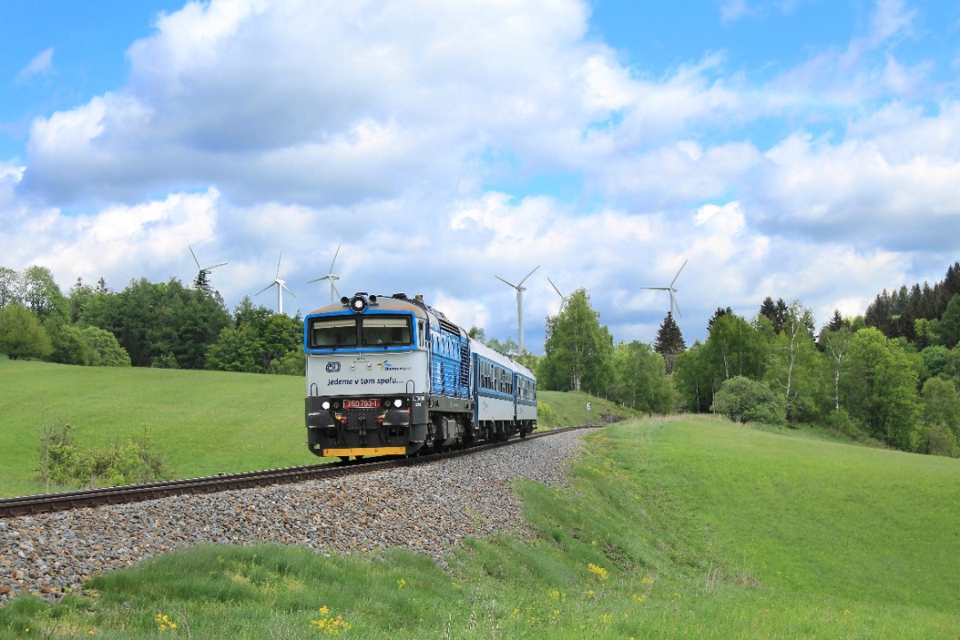 girl_and_trains on Train Siding: a diesel locomotive called brejlovec runs through a beautiful landscape in Jesenik🇨🇿