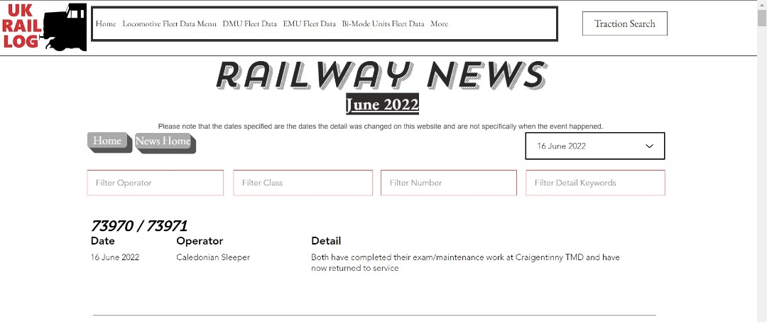 UK Rail Log on Train Siding: Today's stock update is now available in Railway News including more Class 455's heading to scrap, a new livery for a
Class 08 shunter and...
