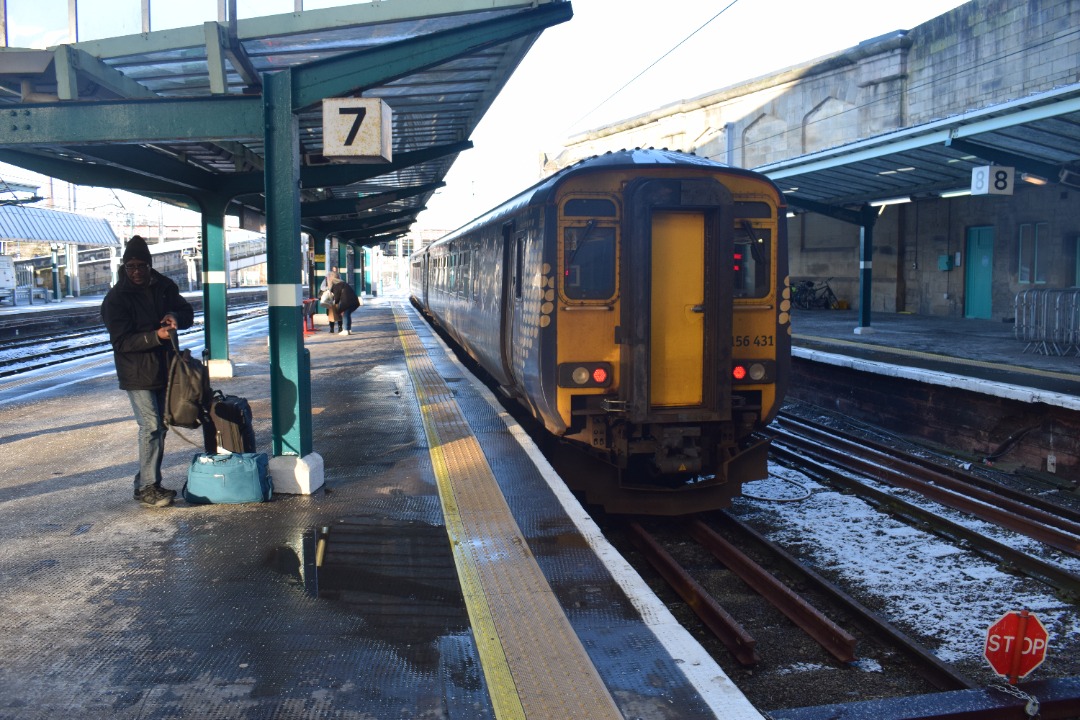 Hardley Distant on Train Siding: CURRENT: 156431 stands in one of Carlisle Station's Northern end bay platforms yesterday having previously arrived with
the 2L81 10:02...