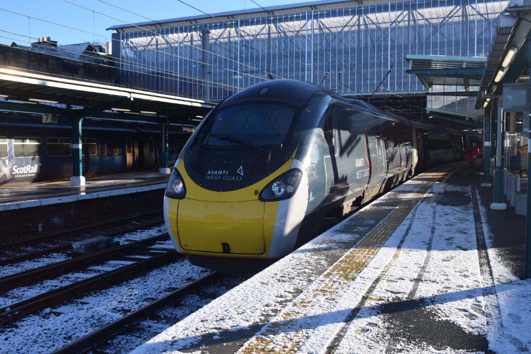 Hardley Distant on Train Siding: CURRENT: 390045 'BIRMINGHAM PRIDE' calls at Carlisle Station yesterday with the 9S44 06:16 London Euston to Edinburgh
Waverley (Avanti...