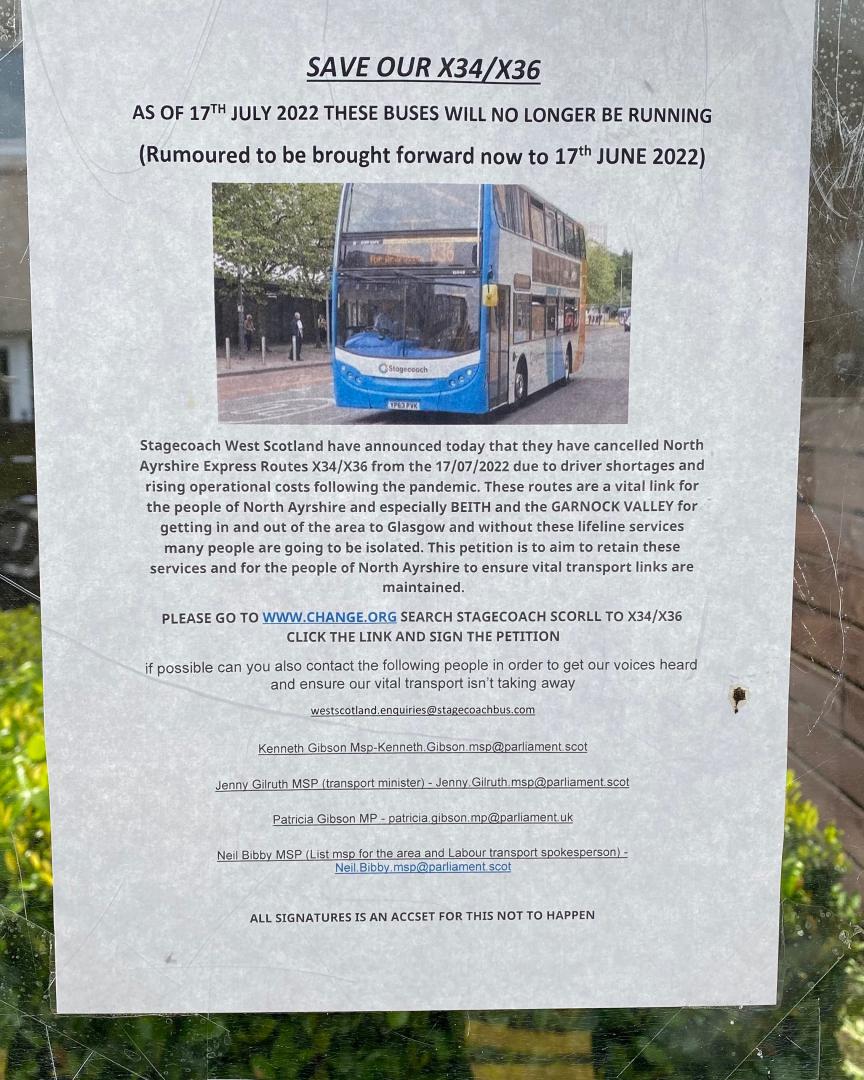 Adam Dunlop on Train Siding: Ok I know this isn't train related but please sign this petition to save stagecoach west scotlands routes x34 and x36. They
are vital buss...